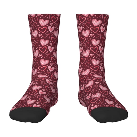 Fuzoiu colorful Heart Print Kids Socks For Boys Girls,Grip Crew Socks with Non Slip,Lightweight Stretch Crew Socks,Toddlers Crew Boot Socks