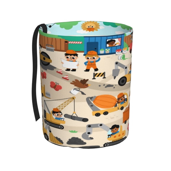 Fuzoiu construction road work landscape Print Car Trash Can,Leakproof Car Trash Can,Hanging Garbage Bin,Vehicle Trash Can, Suitable for Sedans, SUVs, MPVs & Trucks