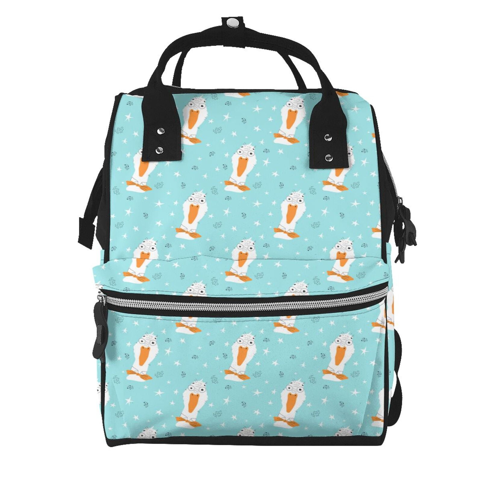 Fuzoiu crazy white goose Print Diaper Bag Backpack,Baby Essentials Travel Tote,Multi function Waterproof Diaper Bag, Travel Essentials Baby Bag - Unisex