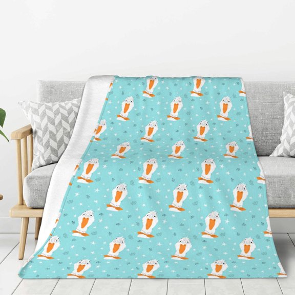 Fuzoiu crazy white goose Print Flannel Throw Blanket,Light Weight Warm Decorative,Throw Blanket Cover for Sofa, Couch, Bedroom,Travel-40"x30"