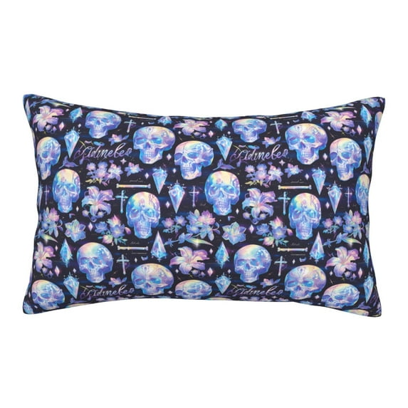 Fuzoiu crystal cool Skull flower Print Fuzzy Pillowcases, Super Soft Pillow Case Cover with Zipper for Bedroom, Sofa, Couch,Cozy Pillow Shams for All Seasons-14"x20"