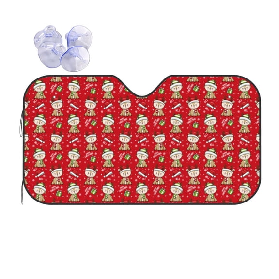 Fuzoiu cute Christmas Moose Print Car Windshield Sun Shade,Block Uv Rays Sunshade,Foldable Front Window Sun Visor Protector for Car,SUV,Truck-Keep Vehicle Cool-cute Christmas Moose