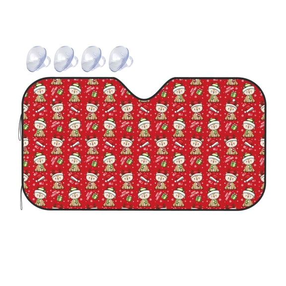 Fuzoiu cute Christmas Moose Print Car Windshield Sunshade,Foldable Reflective Sun Visor,Windshield Sun Shade,UV Rays Sun Visor Shade,Auto Front Sun Shield Shade-Small