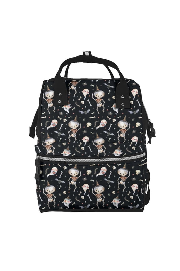 cute Skull bone Print Diaper Bag Backpack,Baby Essentials Travel Tote,Multi function Waterproof Diaper Bag, Travel Essentials Baby Bag - Unisex