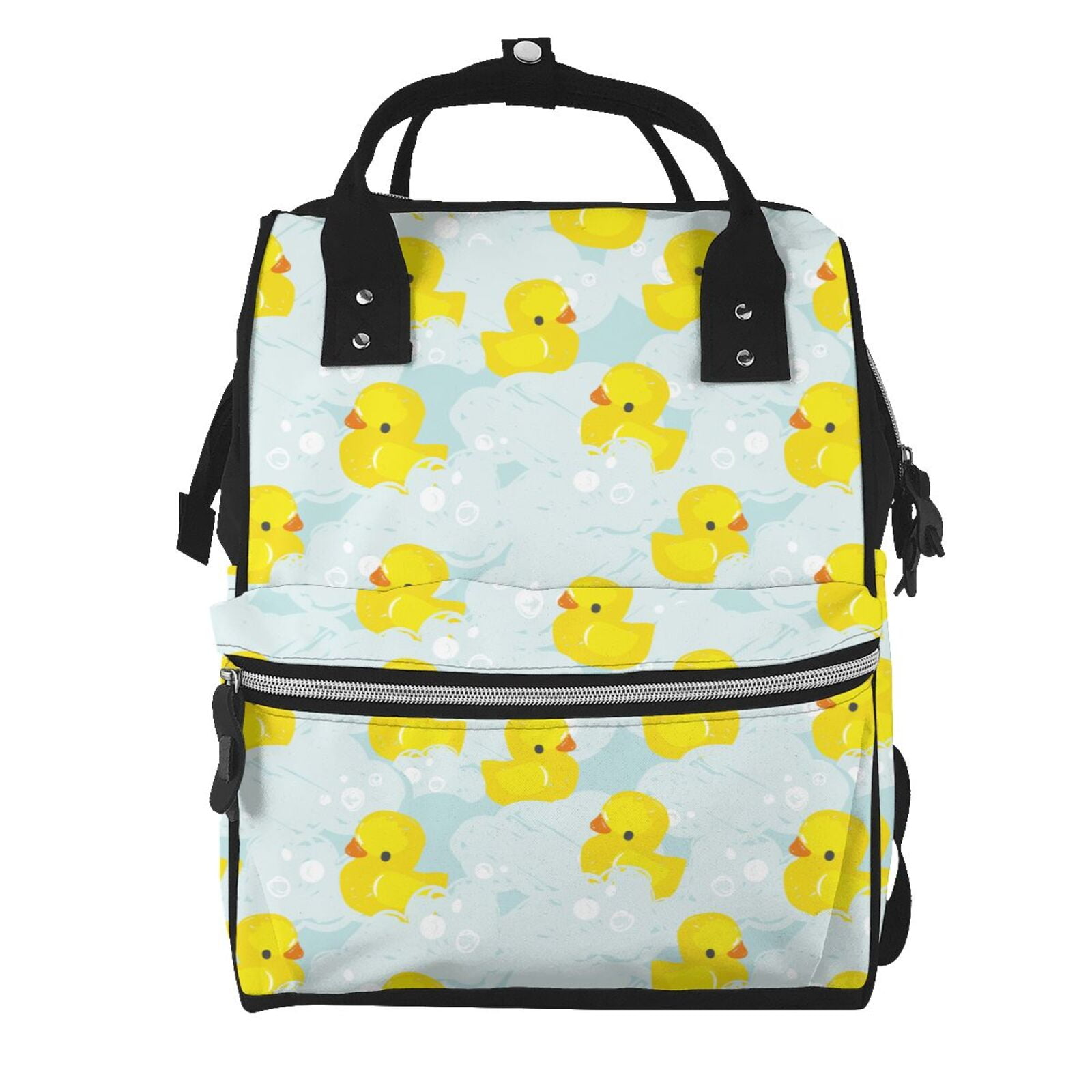 Fuzoiu cute rubber duck Print Diaper Bag Backpack,Baby Essentials Travel Tote,Multi function Waterproof Diaper Bag, Travel Essentials Baby Bag - Unisex