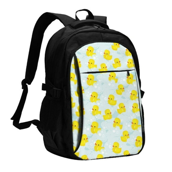 Fuzoiu cute rubber duck Print USB Backpack with Charging Port,Laptop Backpack,Business Travel Durable Laptops Backpack, for School, Work, Travel & Outdoor Activities