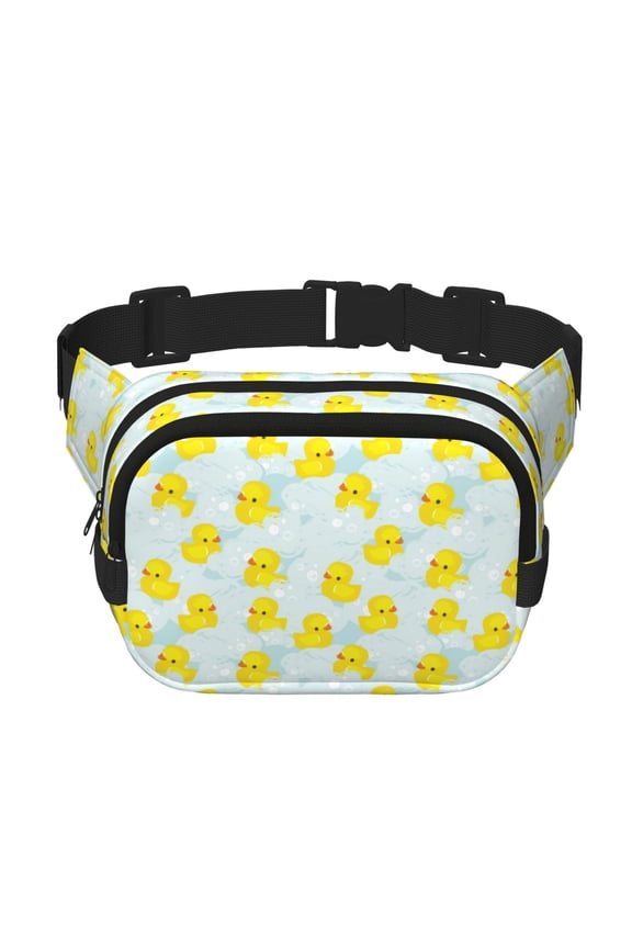 cute rubber duck Print Unisex Square Double Layer Waist Bag,Crossbody Fanny Pack Travel Workout Accessory
