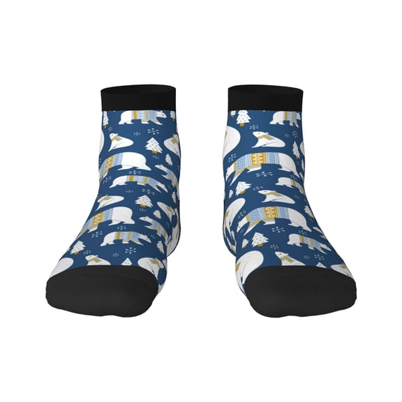 Fuzoiu cute winter bear Print Adult Socks, Crew Moisture-wicking Socks, Unisex Cushion Crew Socks,Casual Sports Ankle Socks
