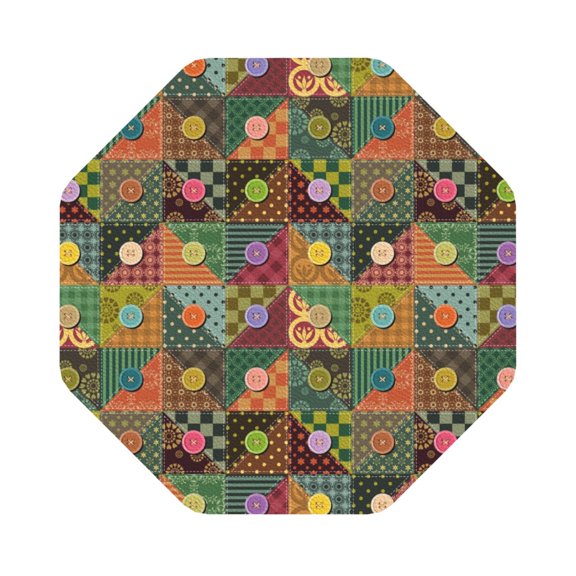 Fuzoiu different patchwork Print Leather Coasters Set,Drink Coasters Set of 6,for Tabletop Protection, Durable PVC Coasters,Home Décor and Housewarming Gift,Octagon