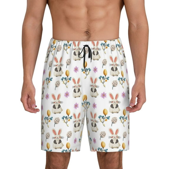 Fuzoiu easter Print Pajama Shorts for Men, Men's Pajama Bottoms,Mens Lounge Sleepwear,Pajama Pants with Pocket-3X-Large