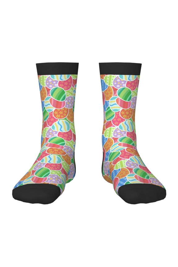easter eggs Print Kids Socks For Boys Girls,Grip Crew Socks with Non Slip,Lightweight Stretch Crew Socks,Toddlers Crew Boot Socks