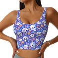 thumbnail image 1 of Fuzoiu flower Skull cartoon Print Women's Sports Vest,U-Back Sports Tank,Gym Vests,Athletic Sleeveless Shirts,Exercise Undershirts,Yoga, Gym, and Dance Wear-Small, 1 of 8