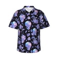 thumbnail image 1 of Fuzoiu flower Skull crystal Print Hawaiian Shirt for Men, Summer Beach Casual Short Sleeve Button Down Shirts, Men’s Beach Summer Shirts with Pocket,Small, 1 of 7