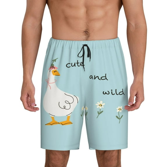 Fuzoiu funny goose Print Pajama Shorts for Men, Men's Pajama Bottoms,Mens Lounge Sleepwear,Pajama Pants with Pocket-3X-Large