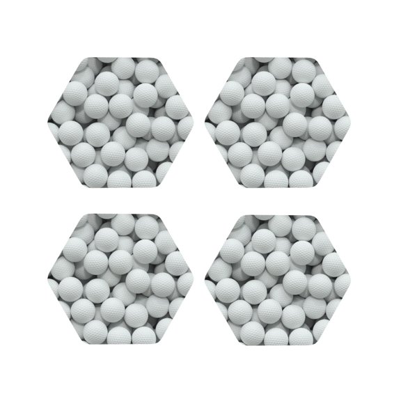 Fuzoiu golf balls Print Leather Coasters Set,Drink Coasters Set of 4,for Tabletop Protection, Durable PVC Coasters,Home Décor and Housewarming Gift-Hexagon