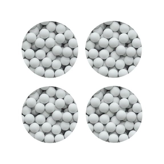 Fuzoiu golf balls Print Leather Coasters Set,Drink Coasters Set of 4,for Tabletop Protection, Durable PVC Coasters,Home Décor and Housewarming Gift-Round Shape