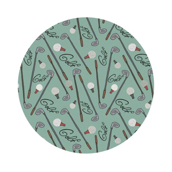Fuzoiu golf equipment Print Leather Coasters Set,Drink Coasters Set of 6,for Tabletop Protection, Durable PVC Coasters,Home Décor and Housewarming Gift,Round Shape