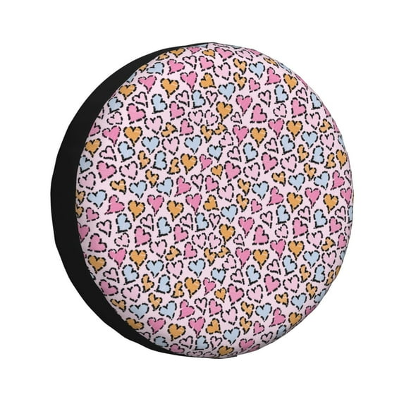 Fuzoiu love heart Print Universal Spare Tire Cover with Buckle Strap, Waterproof Wheel Covers for Jeep, Trailer, RV, Truck and All Car-16 inch
