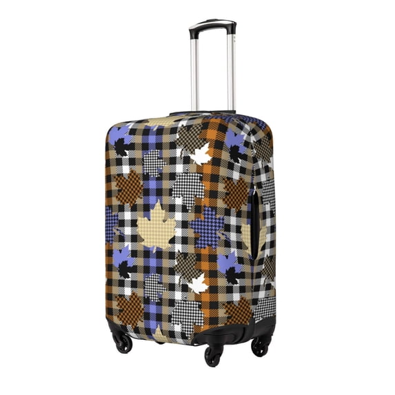 Fuzoiu maple leaves Houndstooth Print Suitcase Cover,Washable Luggage Covers for Suitcase,Elastic Luggage Protector Cover,Scratch Resistant Travel Suitcase Covers-Small