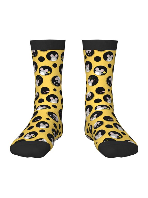 mouse live in cheese home Print Kids Socks For Boys Girls,Grip Crew Socks with Non Slip,Lightweight Stretch Crew Socks,Toddlers Crew Boot Socks