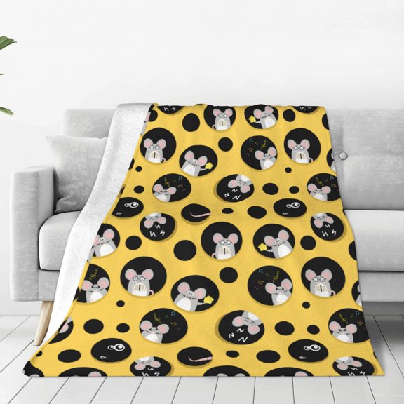 Fuzoiu mouse live in cheese home Print Ultra-Soft Micro Fleece Blanket,All Seasons Flannel Throw, Lightweight Blanket for Bed, Sofa, Couch, Movie Night, Camping, and Travel-60"x50"