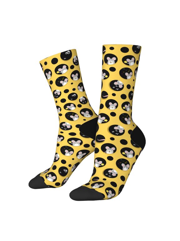 mouse live in cheese home Print Athletic Crew Socks for Men & Women,Casual Crew Socks,Above Ankle Crew Socks for Business, Casual