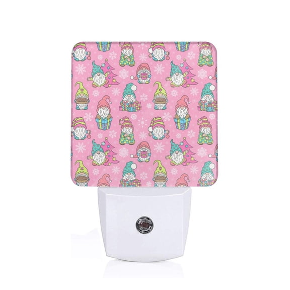 Fuzoiu pink Holiday Joy Print Dusk to Dawn LED Night Light with Light Sensor, Energy-Efficient Touch-Safe Night Lamp for Home, Office, and Kids' Rooms-US