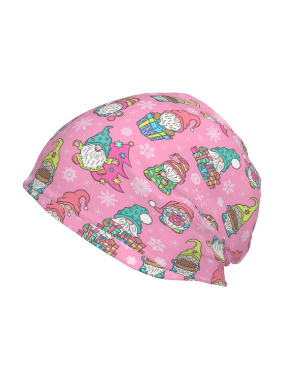 pink Holiday Joy Print Winter Beanie Hat for Men & Women,Warm Knit Cap,Women Windproof Watch Hat,Knit Warm Unisex Beanie