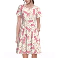 thumbnail image 1 of Fuzoiu pink Octopus Print Womens Summer Trendy Short Sleeve Dresses,A Line Flowy Sundresses,Loose Casual Mini Beach Dress with Pockets, 1 of 6