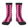 thumbnail image 1 of Fuzoiu pink and black argyle Print Kids Socks For Boys Girls,Grip Crew Socks with Non Slip,Lightweight Stretch Crew Socks,Toddlers Crew Boot Socks, 1 of 5