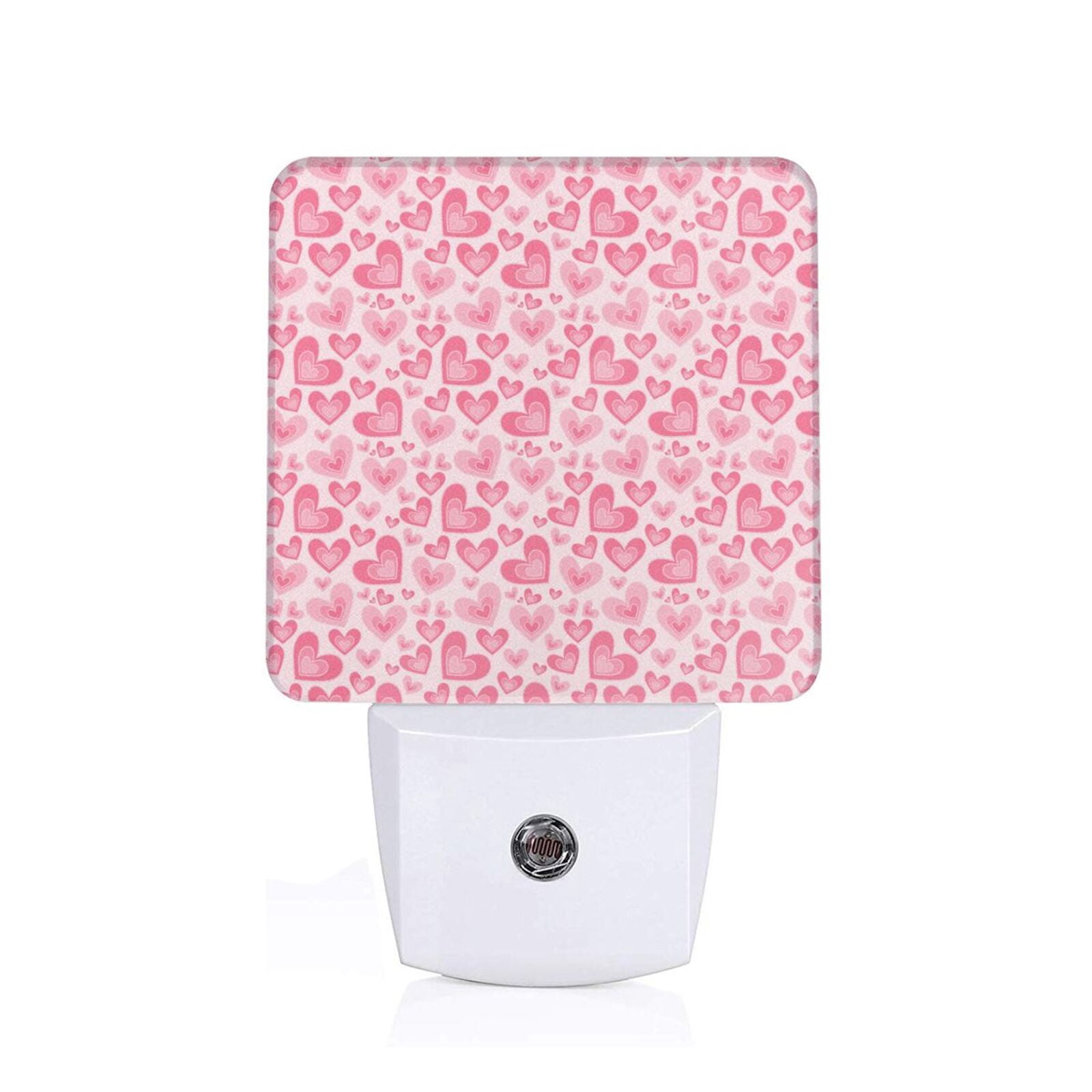 Fuzoiu pink heart Print Dusk to Dawn LED Night Light with Light Sensor ...