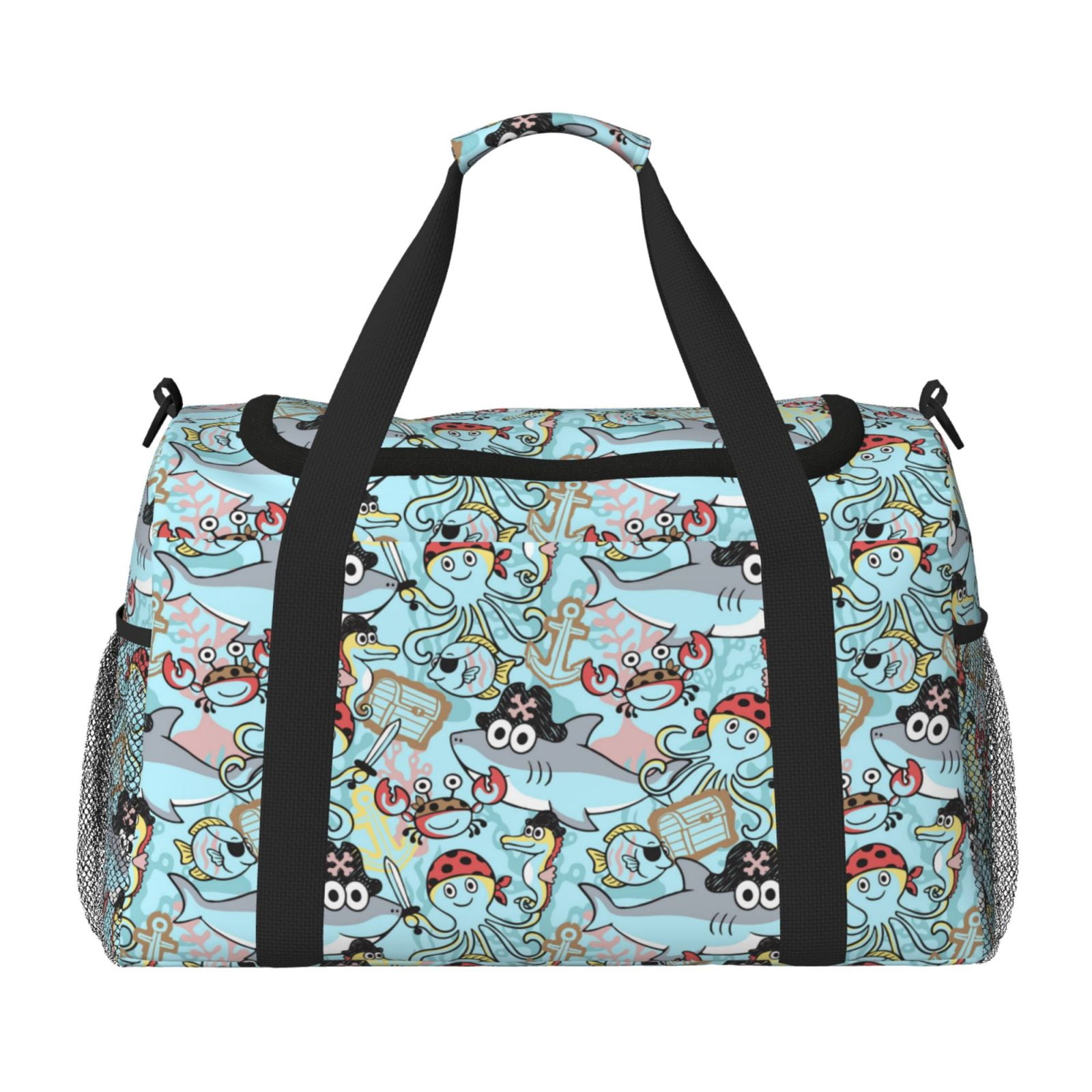 Fuzoiu pirate with funny animals Print Travel Duffle Bag,Carry On Tote Bags,Duffel Bag,Sport Gym Bag, Hospital Bag for Labor and Delivery, Overnight Bag,Luggage Bag