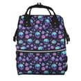 thumbnail image 1 of Fuzoiu purple Skull flower Print Diaper Bag Backpack,Baby Essentials Travel Tote,Multi function Waterproof Diaper Bag, Travel Essentials Baby Bag - Unisex, 1 of 6