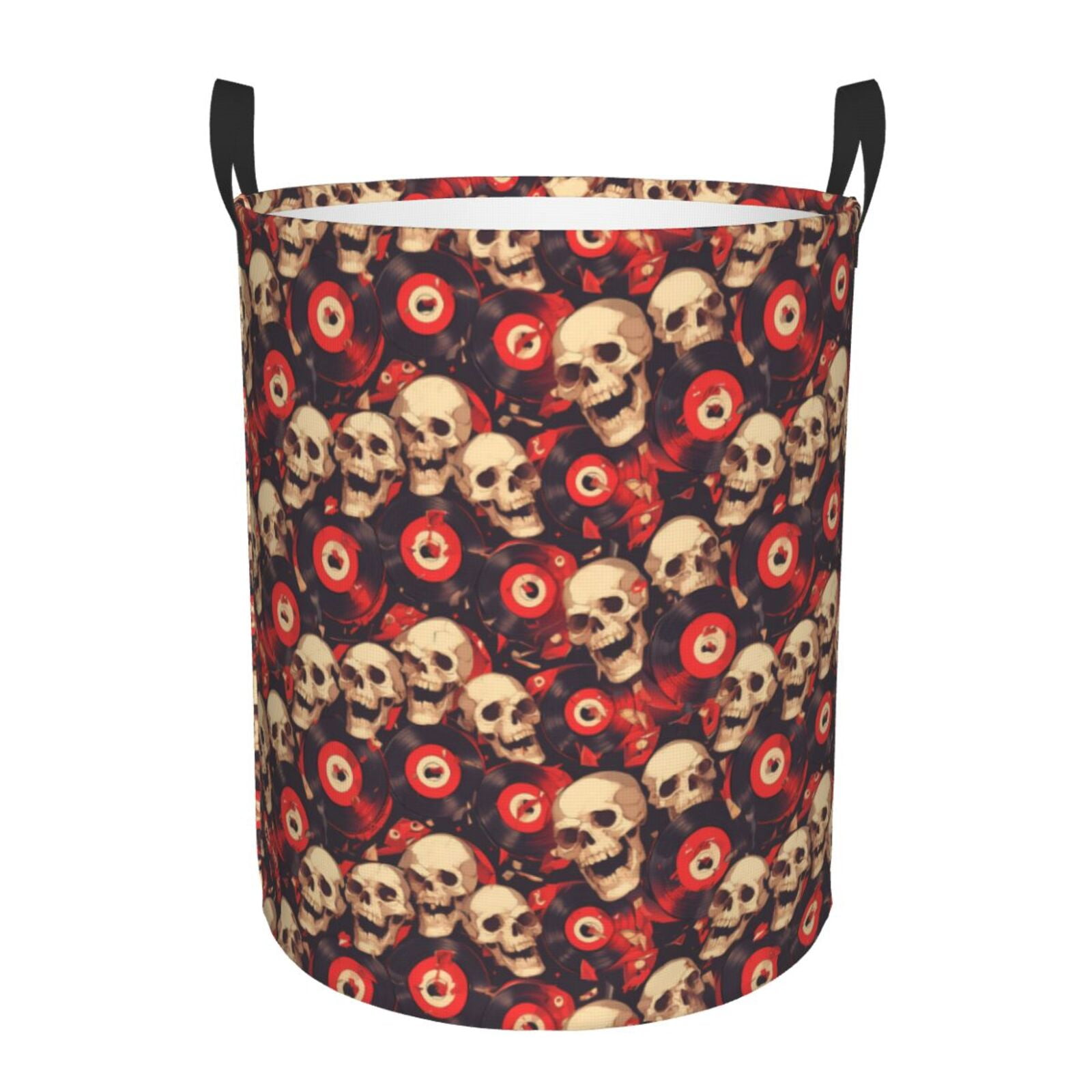 Red Rose Skull Laundry Basket