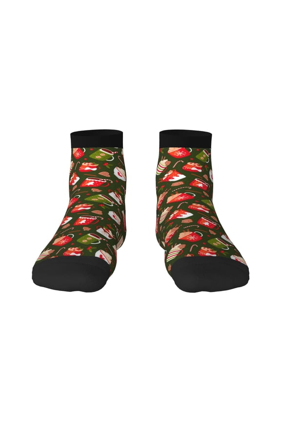 red green coffee cup Print Adult Socks, Crew Moisture-wicking Socks, Unisex Cushion Crew Socks,Casual Sports Ankle Socks