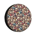 thumbnail image 1 of Fuzoiu rock record music Skull Print Universal Spare Tire Cover with Buckle Strap, Waterproof Wheel Covers for Jeep, Trailer, RV, Truck and All Car-17 inch, 1 of 6