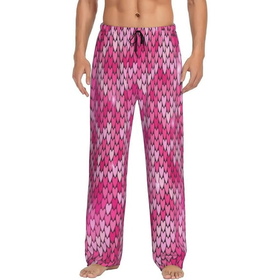 Fuzoiu shiny with pink heart Print Men's Pajama Pants,Lounge Pants for Men,Lounge PJ Bottoms,Sleepwear Pants with Drawstring Pockets-XX-Large