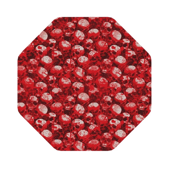 Fuzoiu skulls with grunge Print Leather Coasters Set,Drink Coasters Set of 6,for Tabletop Protection, Durable PVC Coasters,Home Décor and Housewarming Gift,Octagon