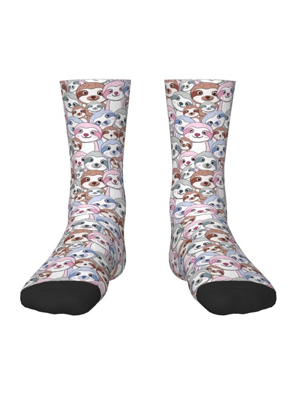 sloth cartoon Print Kids Socks For Boys Girls,Grip Crew Socks with Non Slip,Lightweight Stretch Crew Socks,Toddlers Crew Boot Socks