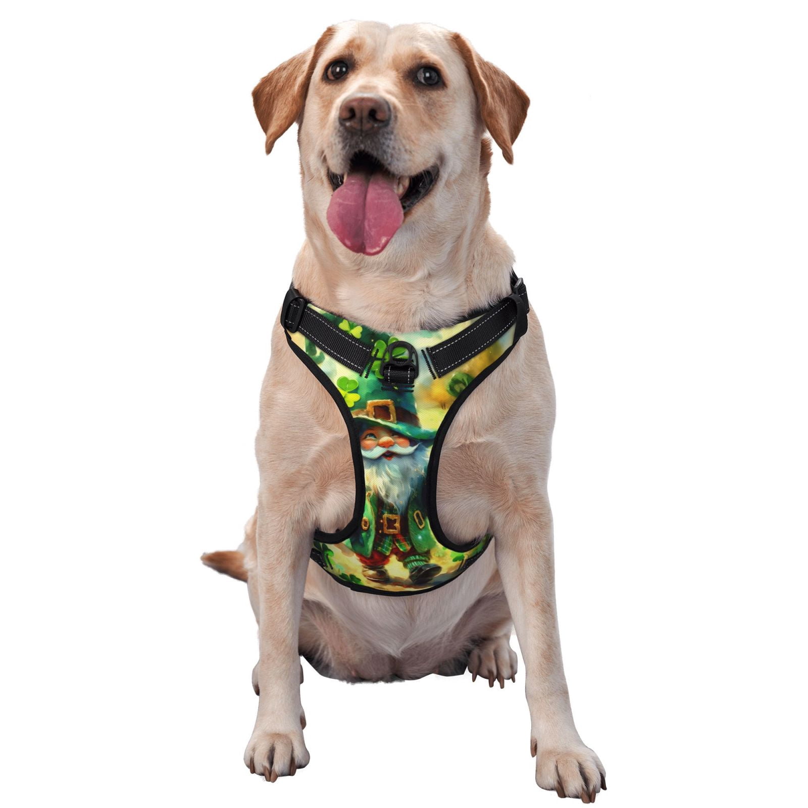 Fuzoiu st. patrick’s day gnomes Print Reflective Dog Harness,Adjustable, Breathable Pet Vest,Dog Harness No Pull,No Choke Pet Vest for Small, Medium, and Large Dogs-Small