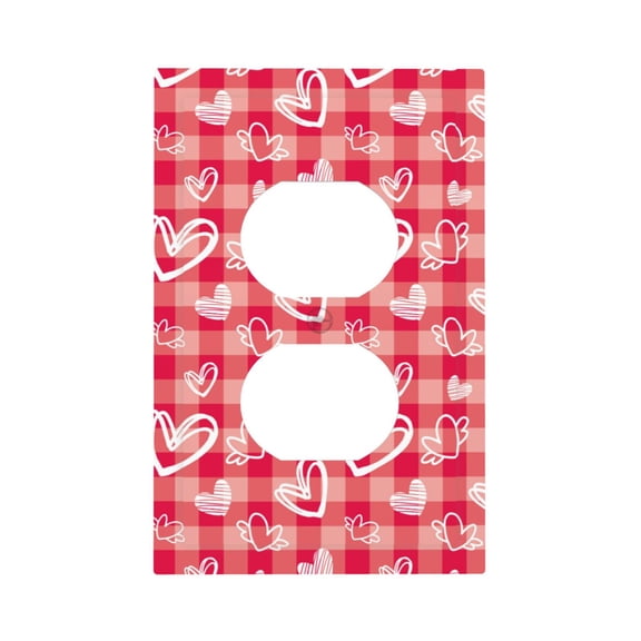 Fuzoiu valentine day with heart Print Single Duplex Outlet Cover Plate, Light Switch Cover, for Receptacle Light Switch, Switch Cover Decorative Wallplate-Style S