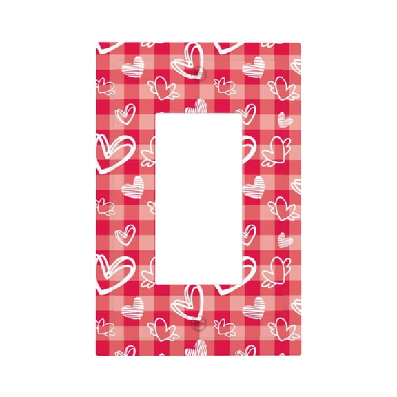 Fuzoiu valentine day with heart Print Single Duplex Outlet Cover Plate, Light Switch Cover, for Receptacle Light Switch, Switch Cover Decorative Wallplate-Style U