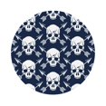 thumbnail image 1 of Fuzoiu white arrow Skull Print Leather Coasters Set,Drink Coasters Set of 6,for Tabletop Protection, Durable PVC Coasters,Home Décor and Housewarming Gift,Round Shape, 1 of 7
