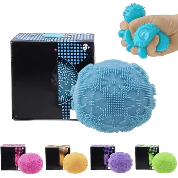 Fuzz Ball Cats Stress Ball Squishies Toys,Super Soft Stick Slow Rising Squishies, Squishies Fidget Tools for Decompression Anxiety Relaxation(Blue)