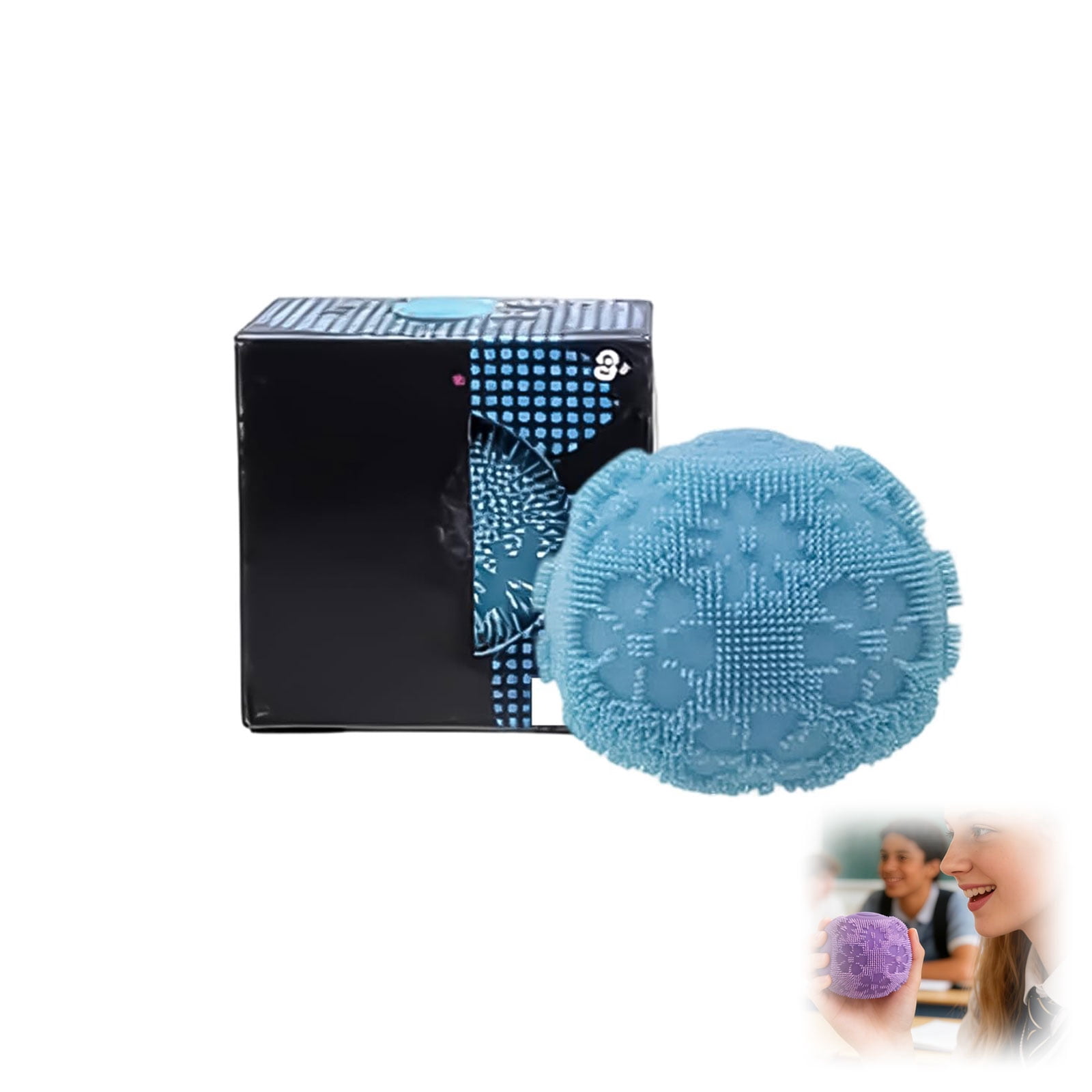 Fuzz Ball Squishy Stress Ball, Soft with Smiley Face for Anxiety Relief ...