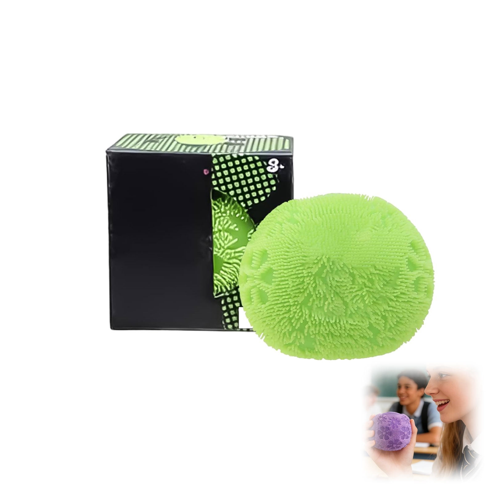 Fuzz Ball Squishy Stress Ball, Soft with Smiley Face for Anxiety Relief ...