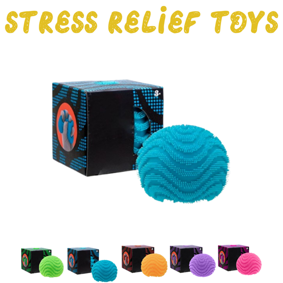 Fuzz Ball Stress Ball Toys, Wavy Pattern Sensory Toy, Fuzz Soft Cloud Squeeze Toy, Stretchy Stress Relief Ball for Home Office Travel Ages 3+ Brown