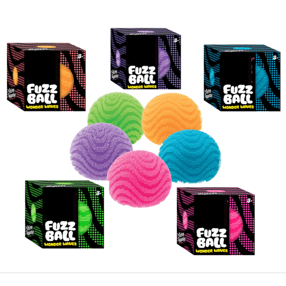 Fuzz Ball Wonder Waves , Heavy,Duty Velvet Squeeze Sensory Ball, Pink Wave Design for Tension Relief, Ergonomic Hand Fidget for Stressful Moments