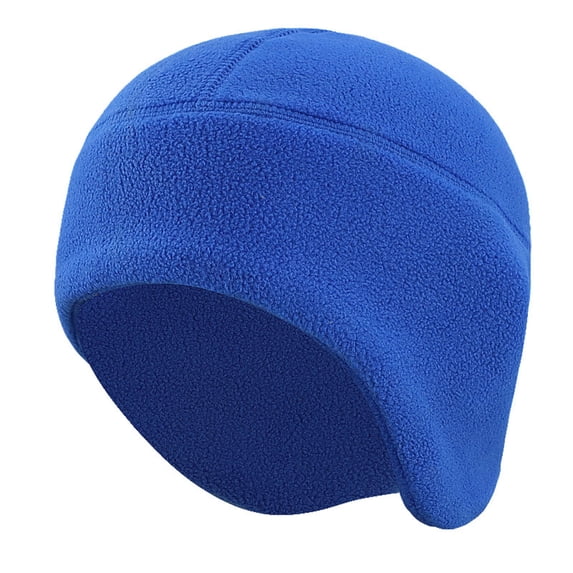 Fuzz Ear Flap Beanie Hat for Men Thermal Windproof Winter Skull Cap with Ear Covers Blue Free Size