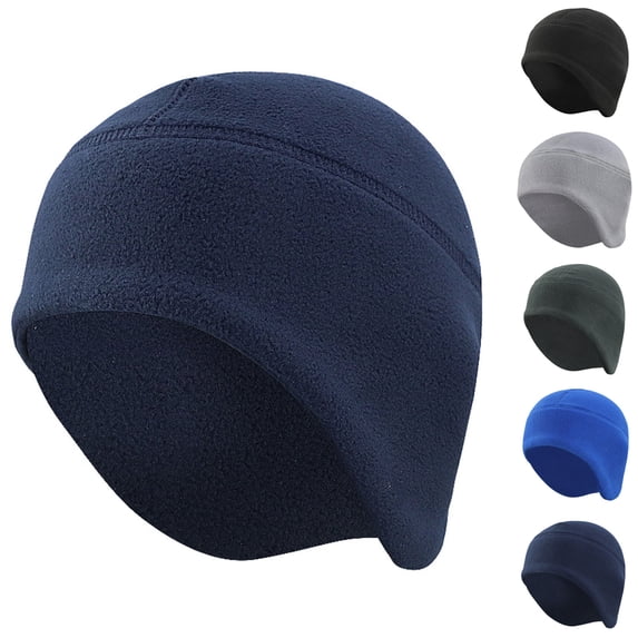 Fuzz Ear Flap Beanie Hat for Men Thermal Windproof Winter Skull Cap with Ear Covers Navy Free Size